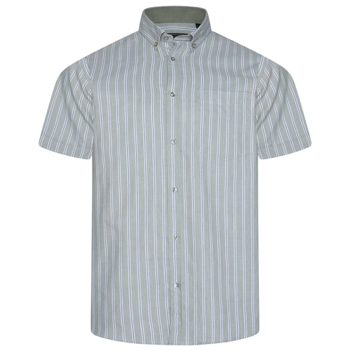 KAM Short Sleeve Casual Stripe Shirt Sage